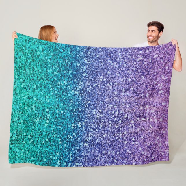 Lavender Lila & Aquamarin Aqua Green Funkelnd Glit Fleecedecke (Beispiel)