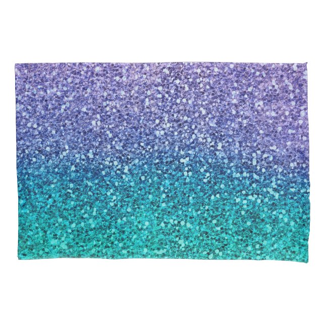 Lavender Lila & Aquamarin Aqua Green Funkelnd Glit Kissenbezug (Vorderseite)