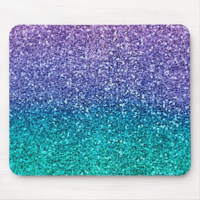 Lavender Lila & Aquamarin Aqua Green Funkelnd Glit Mousepad (Vorne)