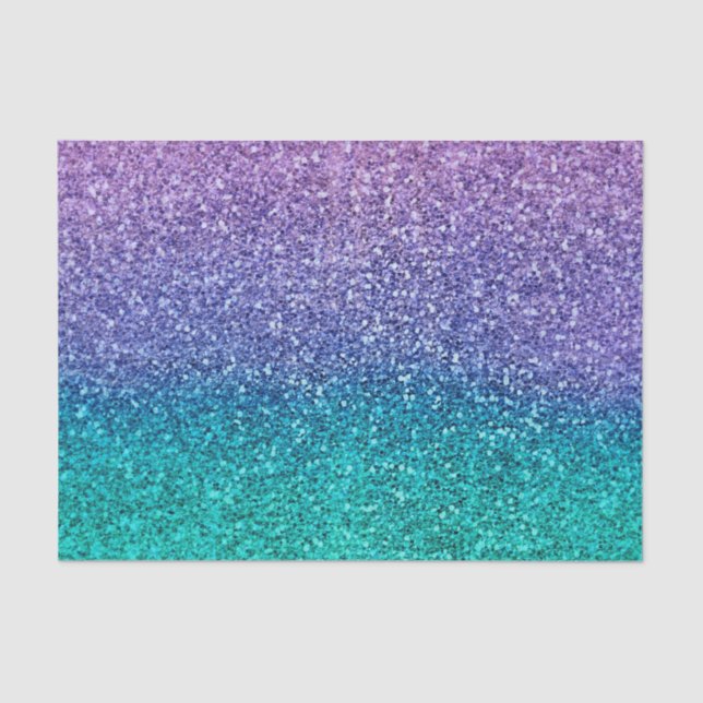 Lavender Lila & Aquamarin Aqua Green Funkelnd Part Seidenpapier (Vorderseite)