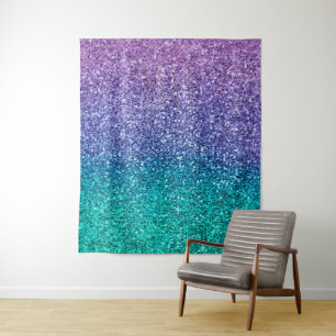Lavender Lila & Aquamarin Aqua Green Funkelnd Part Wandteppich