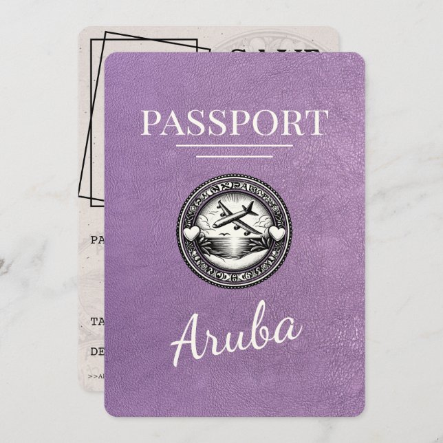 Lavender Lila Aruba Pass Save the Date (Vorne/Hinten)