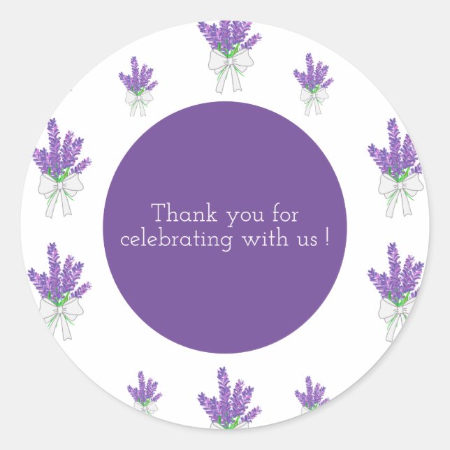 Lavender Lila Baby Dusche Vielen Dank Runder Aufkleber (Vorderseite)
