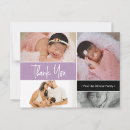 Lavender Lila Baby Girl Foto Collage Birth Postkarte
