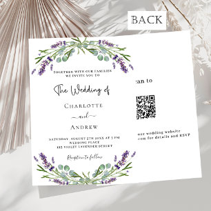 Lavender lila Blumengrün QR UAWG Hochzeit Einladung