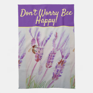 Lavender Lila Blumenkunst Keine Sorge Bee Happy T Geschirrtuch
