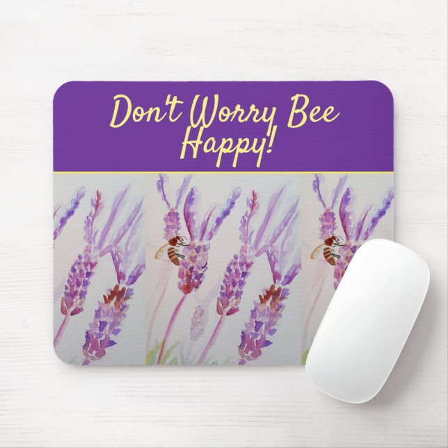 Lavender Lila Blumenkunst Keine Sorge Bienen glück Mousepad (Mit Mouse)