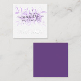 Lavender Lila Blumenschrift Beauty Boutique Quadratische Visitenkarte