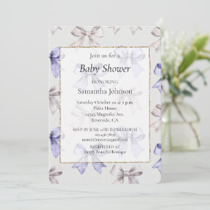Lavender Lila Bows Baby Dusche Einladung