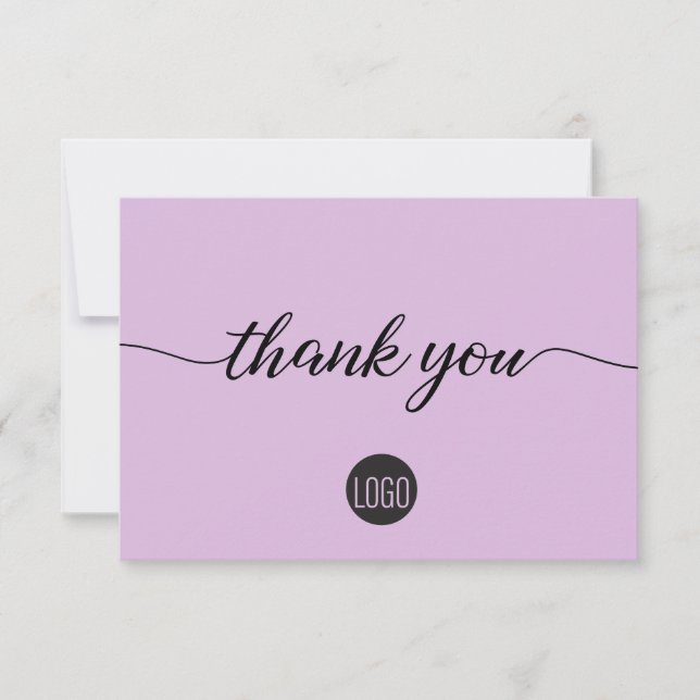 Lavender lila Business Logo Kunde Vielen Dank Dankeskarte (Vorderseite)