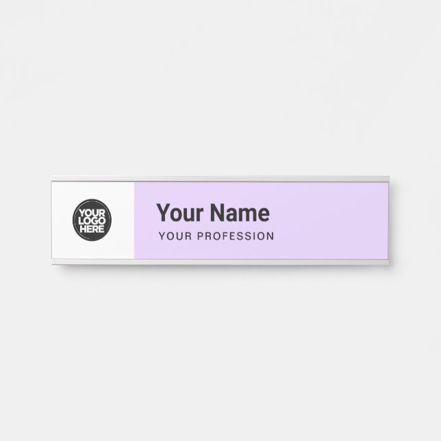 Lavender Lila Business Logo Name Profession Türschild (Vorderseite )