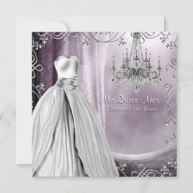 Lavender Lila Chandelier Lila Quinceanera Einladung (Vorderseite)