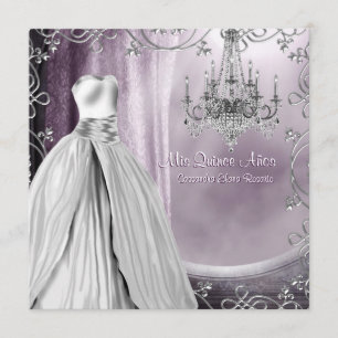 Lavender Lila Chandelier Lila Quinceanera Einladung