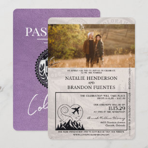 Lavender Lila Colorado Passport Wedding Einladung