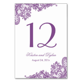Lavender Lila Elegante Hochzeit Tischnummer