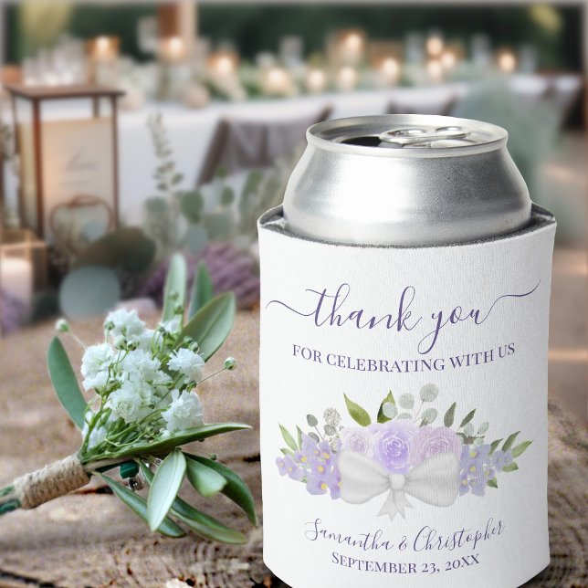 Lavender Lila Floral Elegant Hochzeit Vielen Dank Dosenkühler (Von Creator hochgeladen)