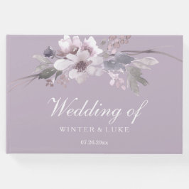 Lavender Lila Floral Elegante Wedding Gästebuch