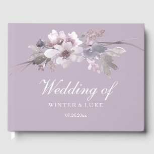 Lavender Lila Floral Elegante Wedding Gästebuch