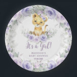 Lavender Lila Floral Lion Cub Babydusche Pappteller<br><div class="desc">Personalisieren Sie diese schönen Löwenkuchen Party-Teller einfach und schnell. Klicken Sie einfach auf die Schaltfläche "Weitere Einstellungen",  um die Texte zu bearbeiten,  Schriftart und Schriftart zu ändern. Mit hübschen pastellfarbenen Lavendelblumen,  zarter Vegetation und einer süßen Löwenkube. Matching-Elemente im Speicher verfügbar. c) Somerset Fine Paperie</div>