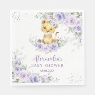 Lavender Lila Floral Lion Cub Babydusche Serviette