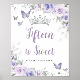 Lavender Lila Floral Quinceañera Leckerei Gefallen Poster