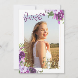 Lavender Lila Floral Watercolor Abschluss Invit Einladung