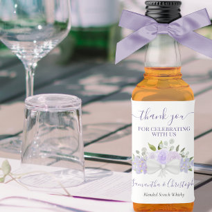 Lavender Lila Floral Wedding Danke Mini Alkoholflaschenetikett