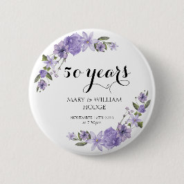 Lavender lila Florale 50. Hochzeitstag Button