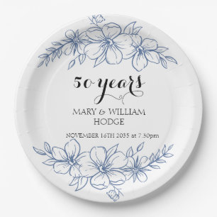 Lavender lila Florale 50. Hochzeitstag Pappteller