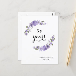 Lavender lila Florale 50. Hochzeitstag Postkarte