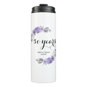 Lavender lila Florale 50. Hochzeitstag Thermosbecher