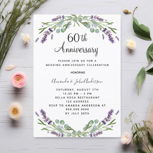 Lavender lila Florale 60. Hochzeitstag Einladung