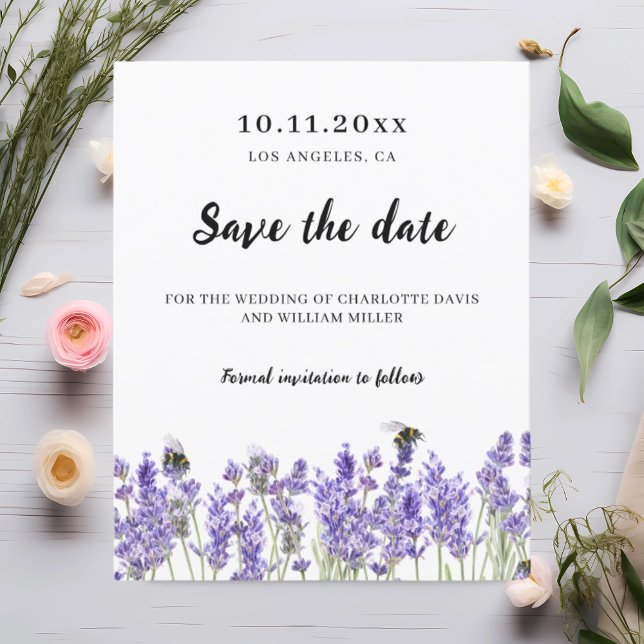 Lavender lila Florale Hochzeit speichern Sie das D Flyer (Von Creator hochgeladen)