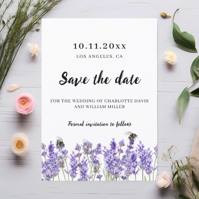 Lavender lila Florale Hochzeit speichern Sie das D Save The Date (Von Creator hochgeladen)