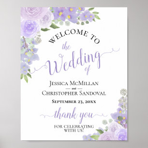 Lavender Lila florale Rustikale Hochzeit Begrüßung Poster