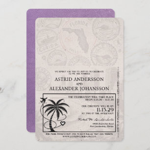 Lavender Lila Florida Passport Wedding Einladung