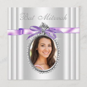 Lavender Lila Foto Bat Mitzvah Einladung