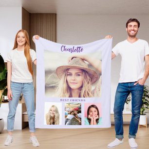 Lavender lila Foto Collage Girl Freunden Fleecedecke
