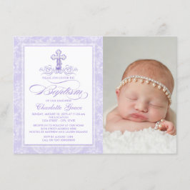 Lavender Lila Foto Taufe Einladung