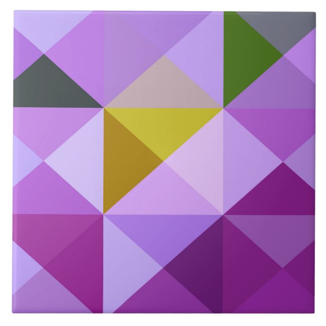 Lavender Lila Geometric Quilt Style Tile Trivet Fliese (Vorderseite)