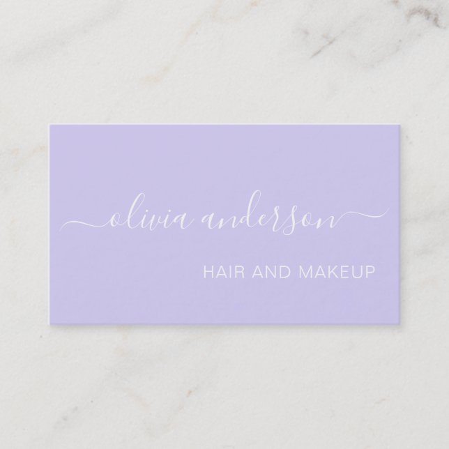 Lavender Lila Girly Simple Hair Makeup Salon Visitenkarte (Vorderseite)