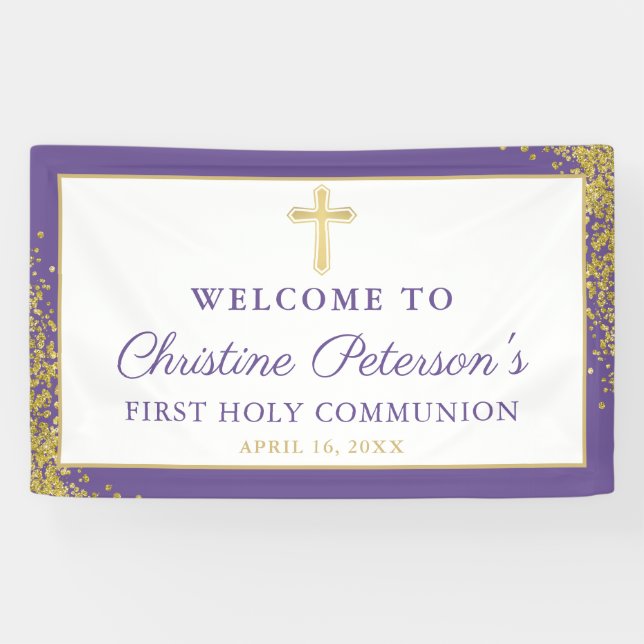 Lavender Lila Gold First Holy Community Banner (Horizontal)