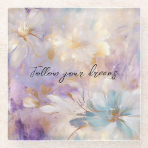 Lavender Lila Gold Glam Floral Wedding Glasuntersetzer