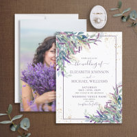 Lavender Lila Gold Watercolor Foto Hochzeit