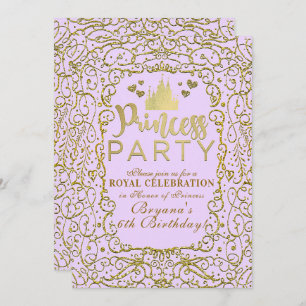 Lavender Lila Goldene Burg Royal PRINCESS PARTY Einladung