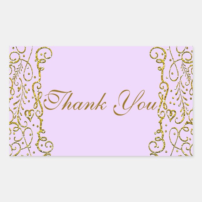 Lavender Lila Goldenes Schloss PRINCESS PARTY Rechteckiger Aufkleber (Vorderseite)