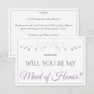 Lavender Lila & gray Be Meine Trauzeugin Card Karte