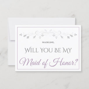 Lavender Lila & gray Be Meine Trauzeugin Card Karte