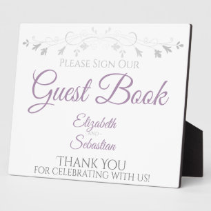 Lavender Lila & Gray Sign Our Guest Book Wedding Fotoplatte