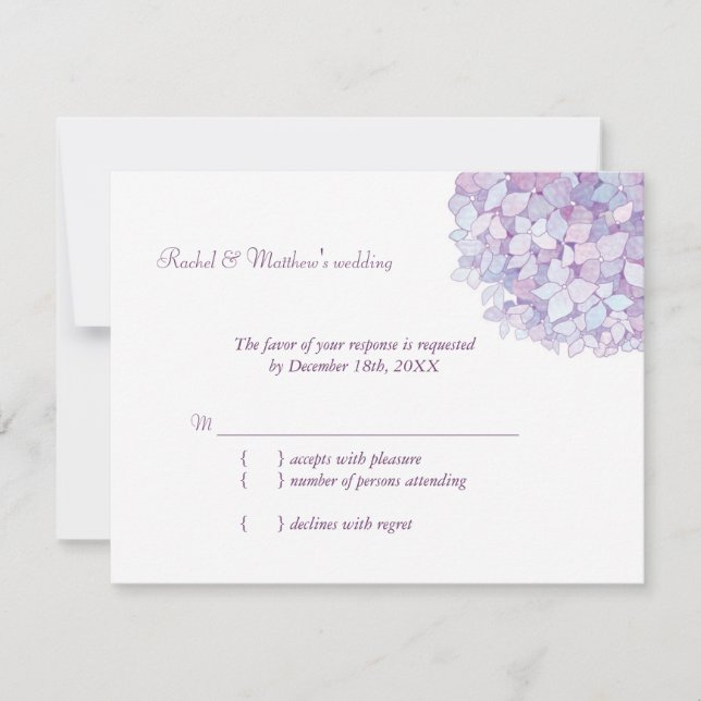 Lavender Lila Hydrangea Wedding RSVP (Vorderseite)